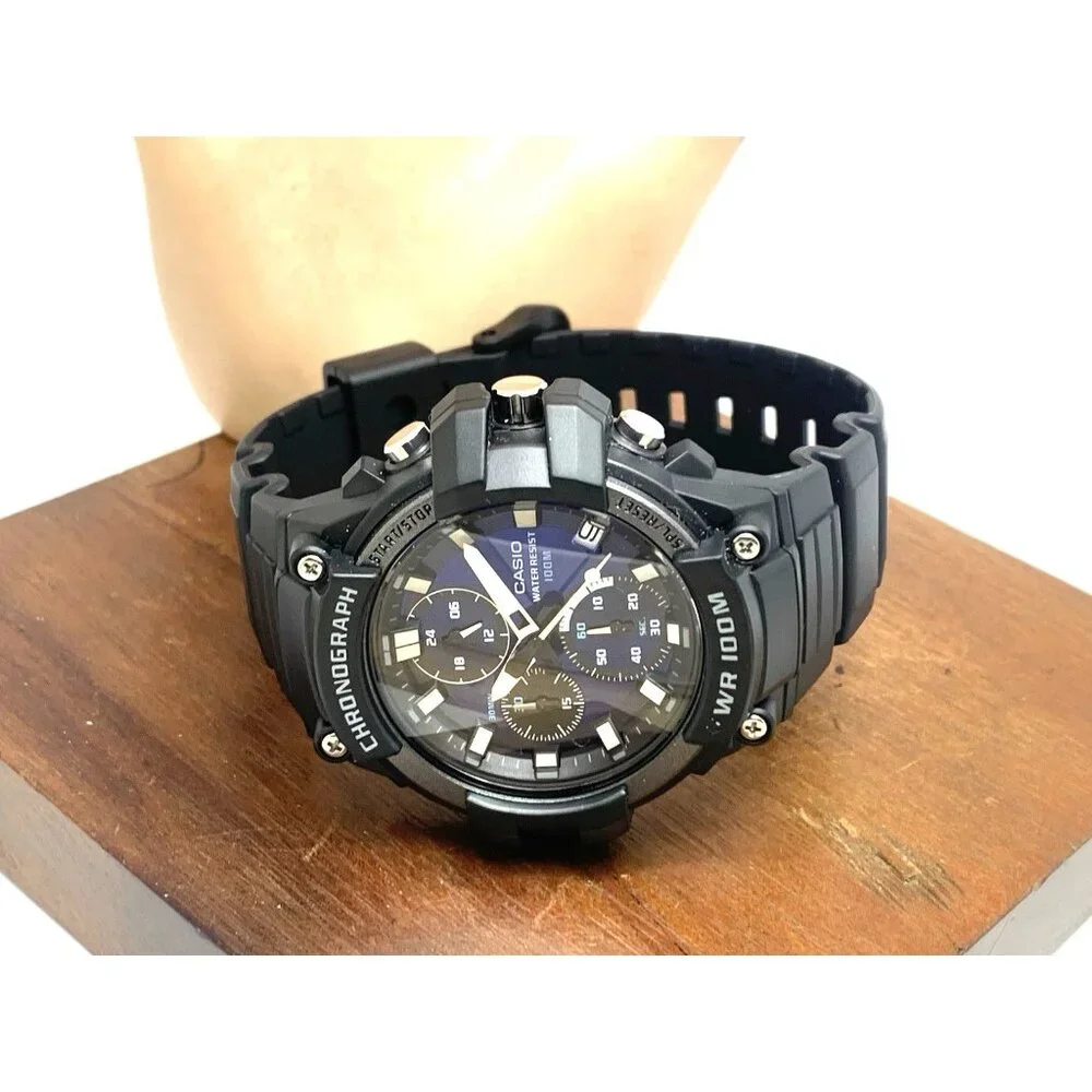 Casio Men's Watch MCW110H-2A Quartz Chronograph Blue Dial Black Resin 45mm 5541
